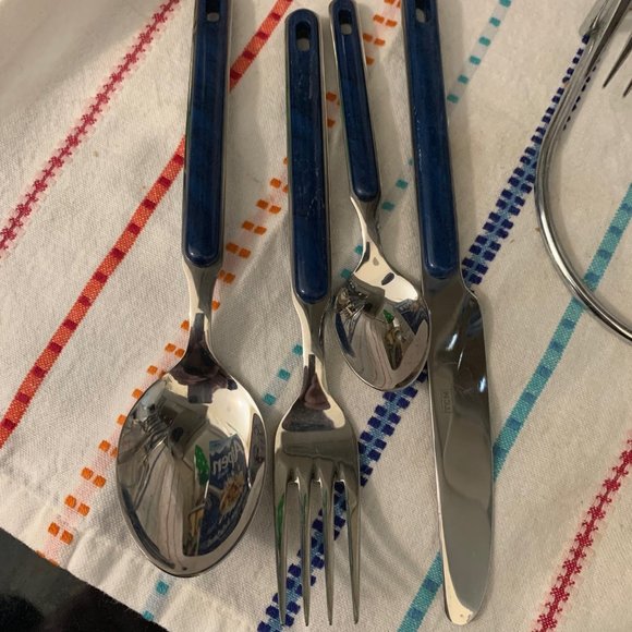 Vintage Tchibo 16 piece Stainless Steel Flatware Set with Hanging Caddy - Picture 3 of 3